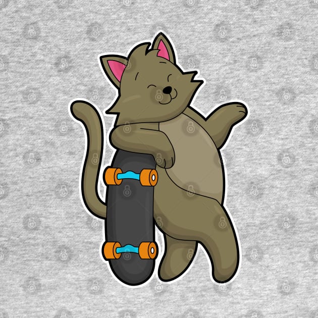 Cat as Skater with Skateboard by Markus Schnabel